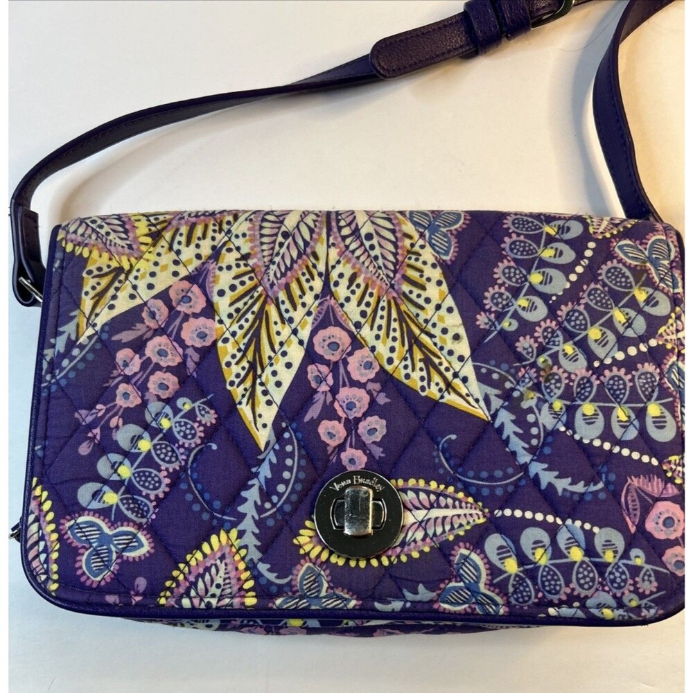 VERA BRADLEY Turnlock Crossbody Batik Leaves Adjustable Shoulder Bag